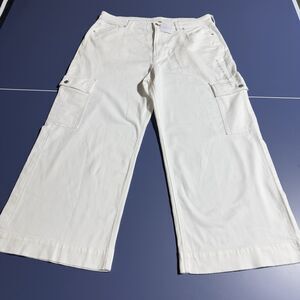 American Eagle Super High Rise Baggy Wide Leg  Cargo Jeans White Sz 20 Short NWT